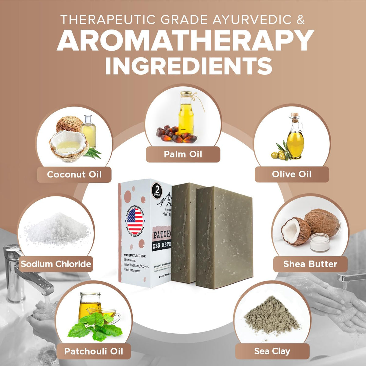 iHeart Patchouli Soap with shea butter emphasizes moisturizing during cleansing.
