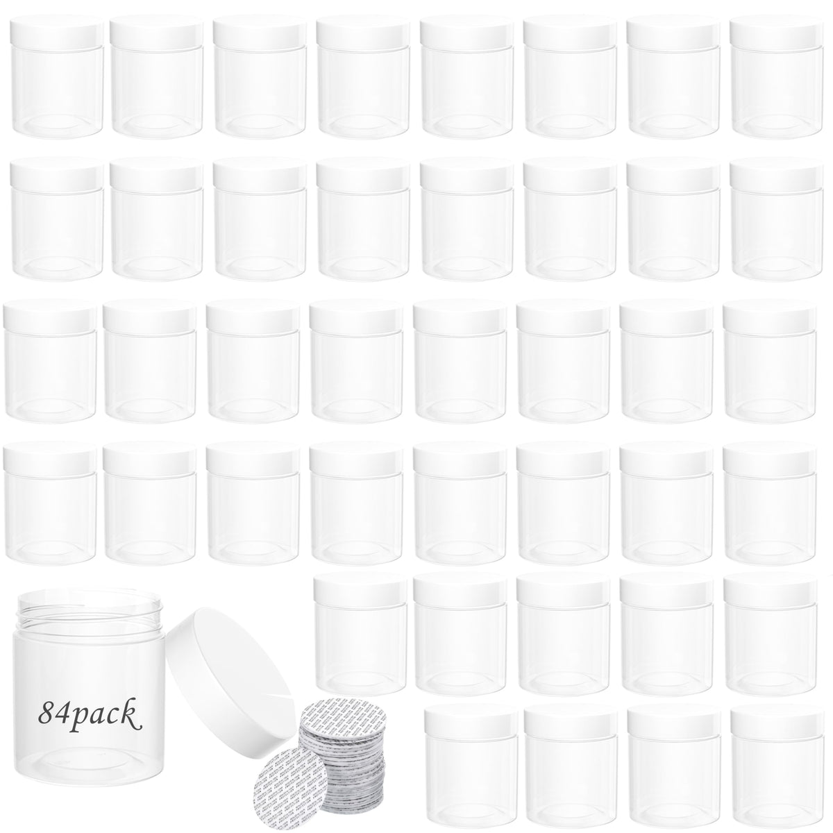 ihomecooker 84-piece jar set with screw-on lids, ideal for pantry organization.