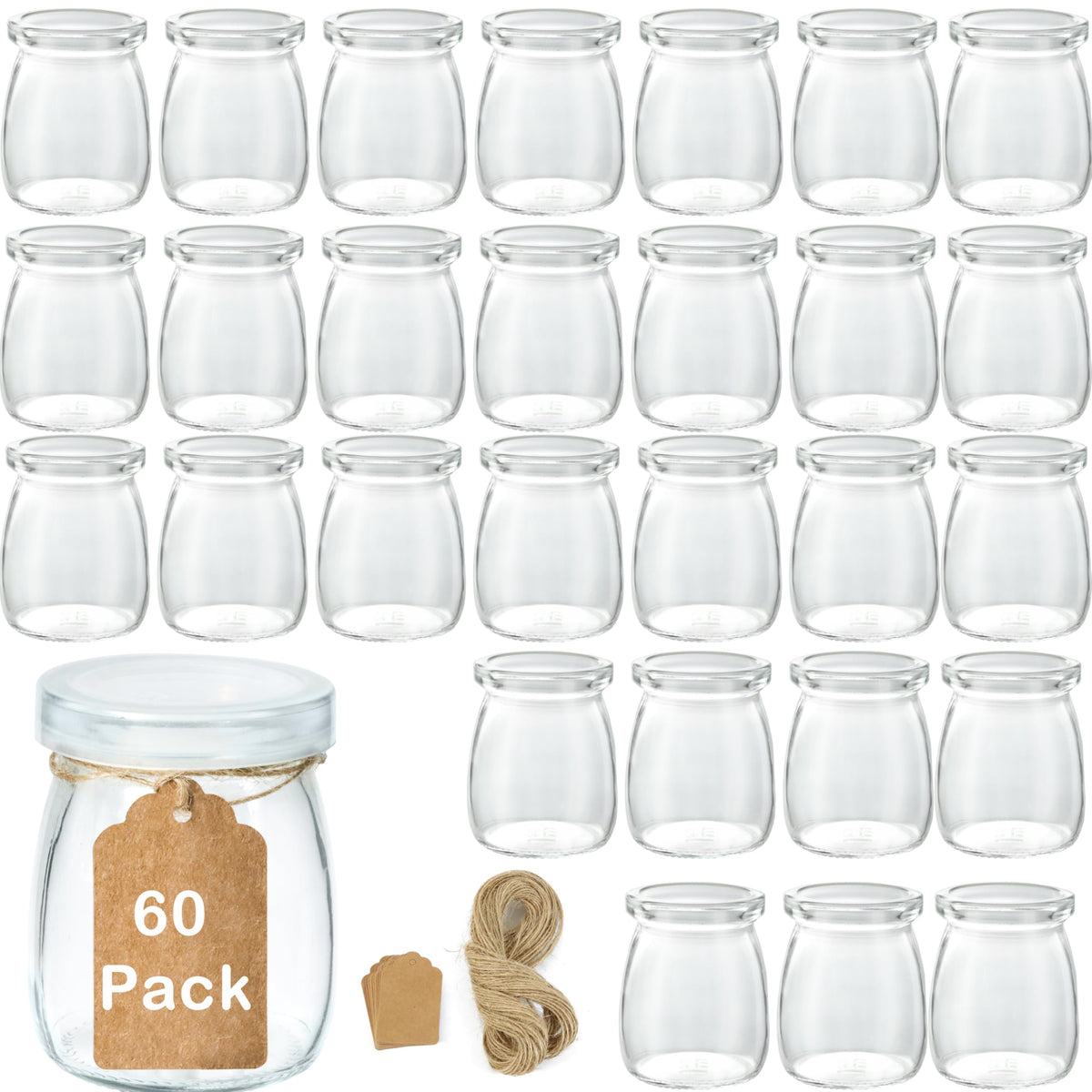 ihomecooker mini pudding jar 60-pack with lids, ideal for desserts and gifts