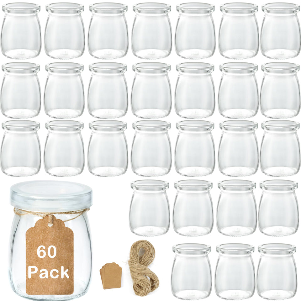 ihomecooker mini pudding jar 60-pack with lids, ideal for desserts and gifts