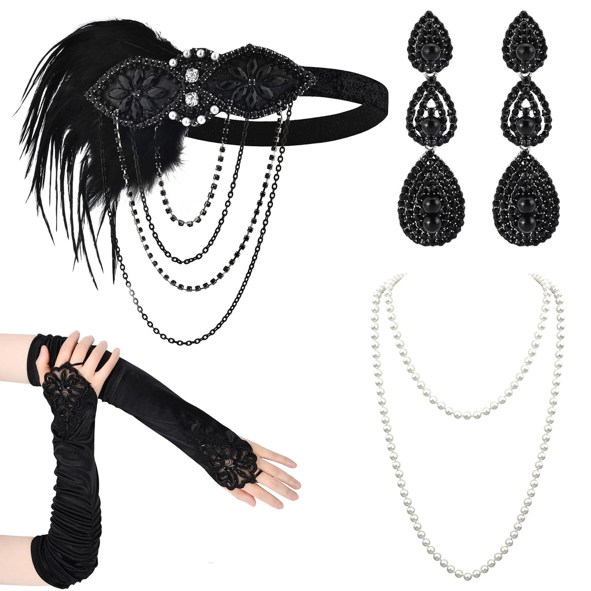 iHUFeather 1920s flapper headband with feather for retro party styling
