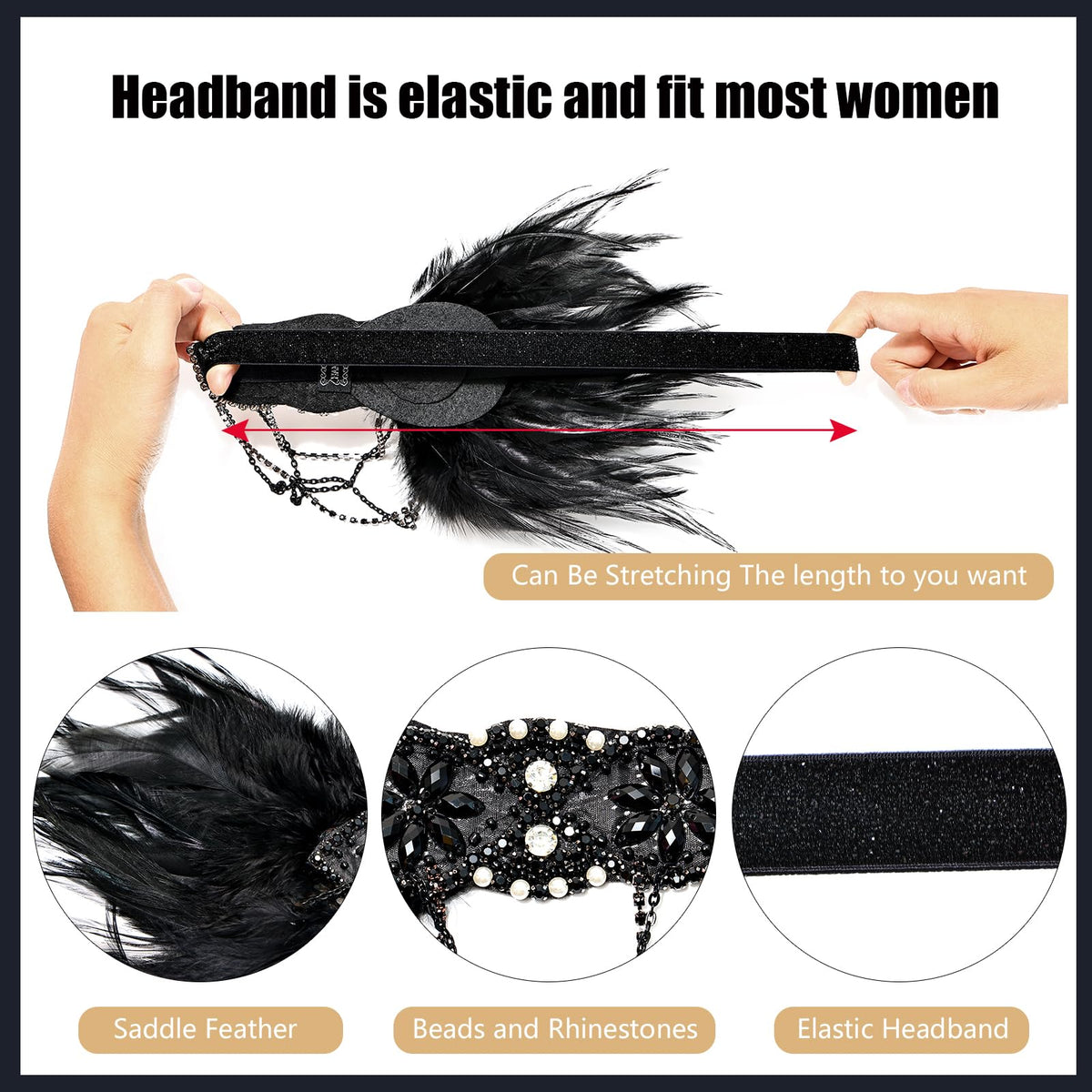 iHUFeather black fingerless gloves provide chic elegance for 1920s outfits