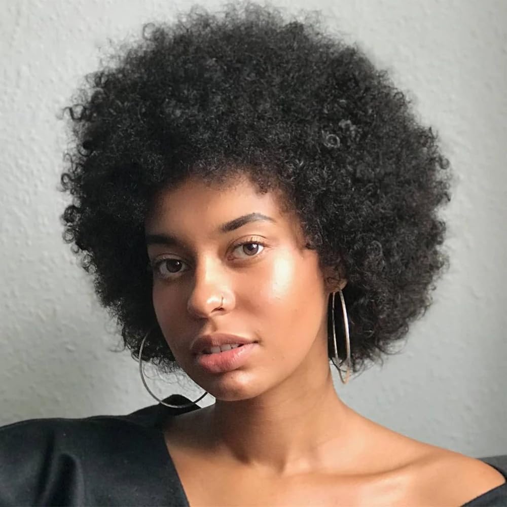 Iianaebeh Afro Wig, short kinky curly 6-inch style for daily wear and natural texture