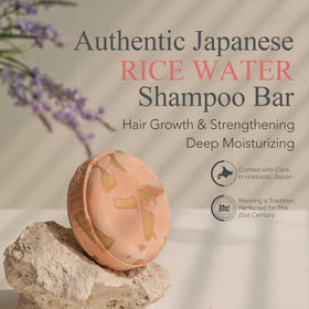 IIBESA Japanese Rice Water Shampoo Bar being held shows portable, travel-friendly design.