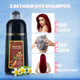 IIIMEIDU Dark Burgundy Shampoo close-up shows gray coverage blending with roots