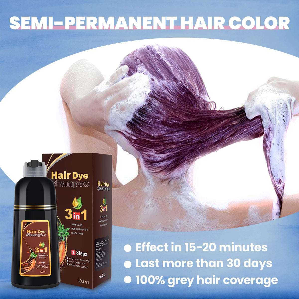 IIIMEIDU Dark Burgundy Shampoo lasting color close-up highlights shade longevity