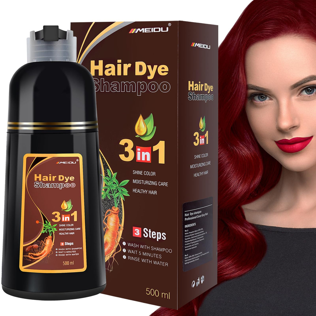 IIIMEIDU DarkBurgundy Hair Dye Shampoo applying color at home with no mess.
