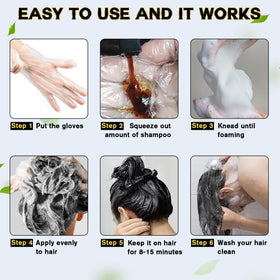 IIIMEIDU hair dye shampoo bottle closeup showing 3-in-1 formula for convenience.