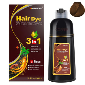 IIIMEIDU hair dye shampoo bottle applying quick gray coverage for a refreshed look.