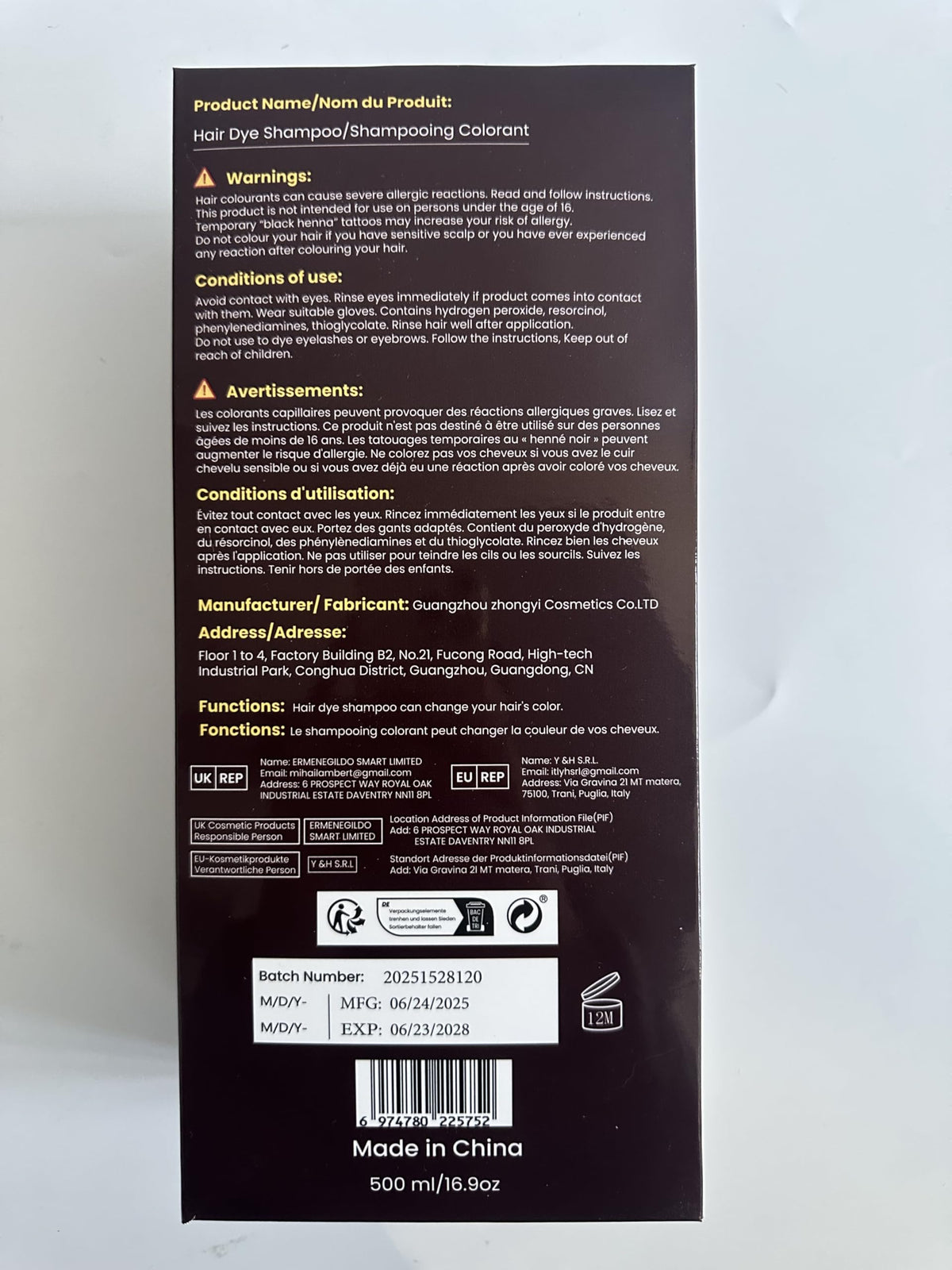 IIIMEIDU Unisex hair dye shampoo suitable for women and men