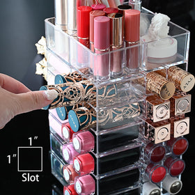 Ikee Design Lipstick Organizer clear acrylic design enhances item visibility.