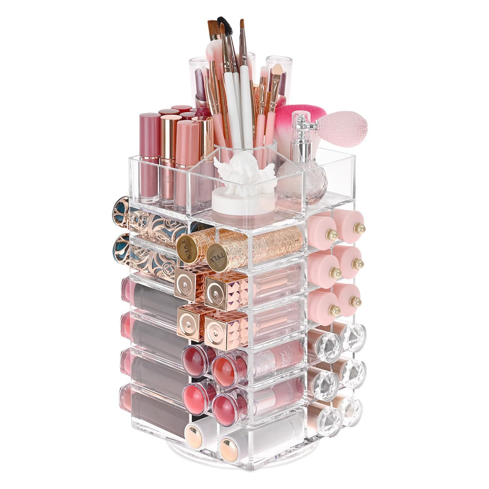 Ikee Design Lipstick Organizer with rotating base for easy lipstick access.