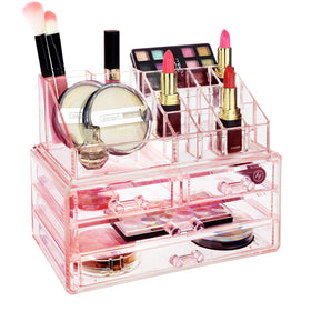 Ikee Design pink makeup organizer lower four drawers store larger items tidily.