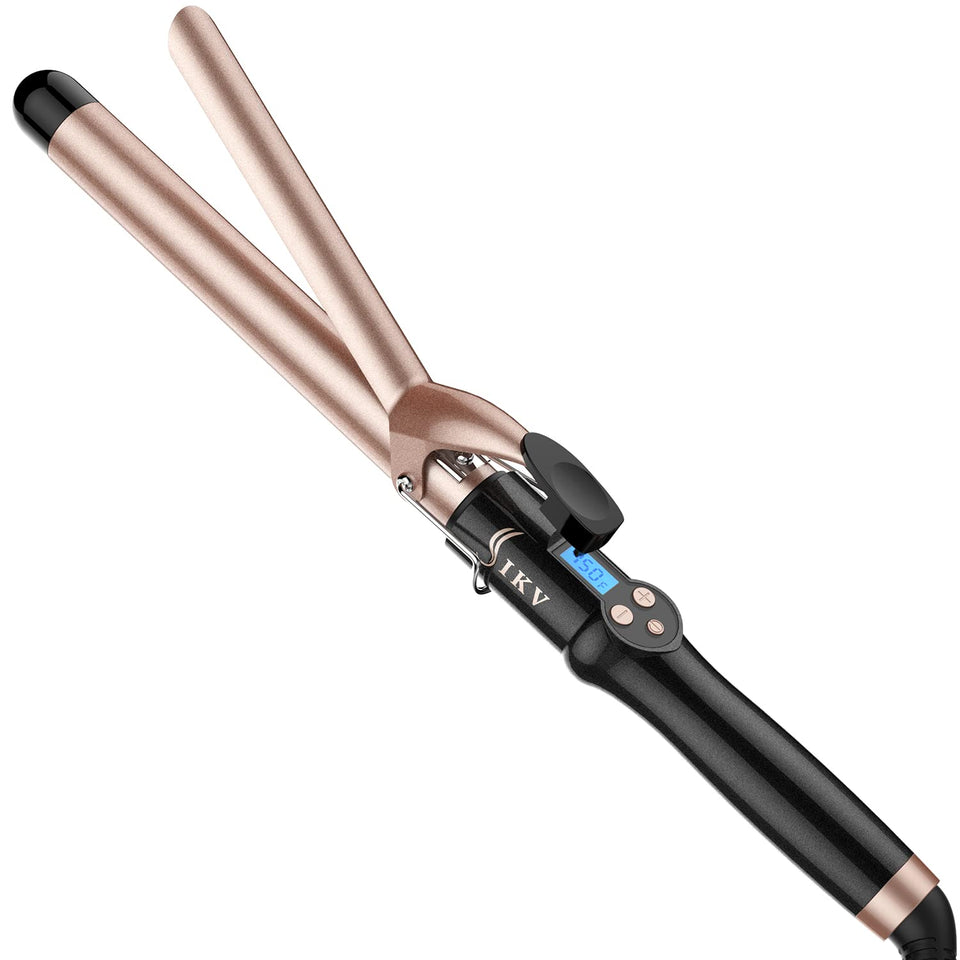 IKV 1 Inch curling iron with extended barrel for quick, long-lasting curls.