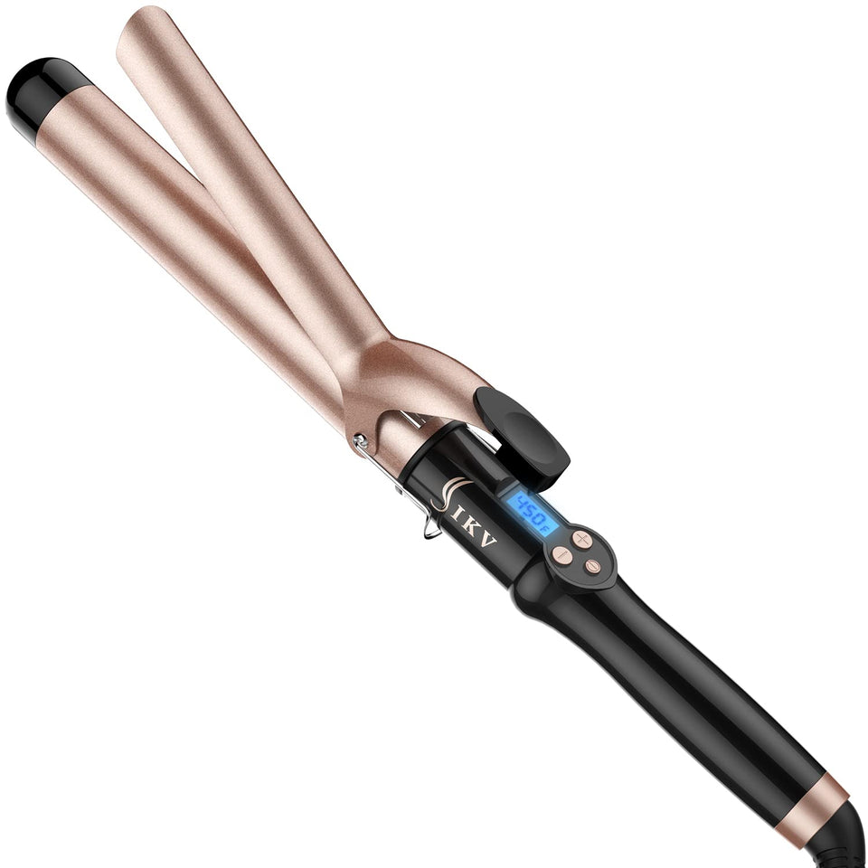 IKV curling iron close-up of extra long barrel for lasting curls