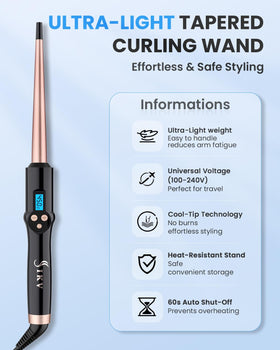 IKV tapered wand in action creating natural curls on long hair