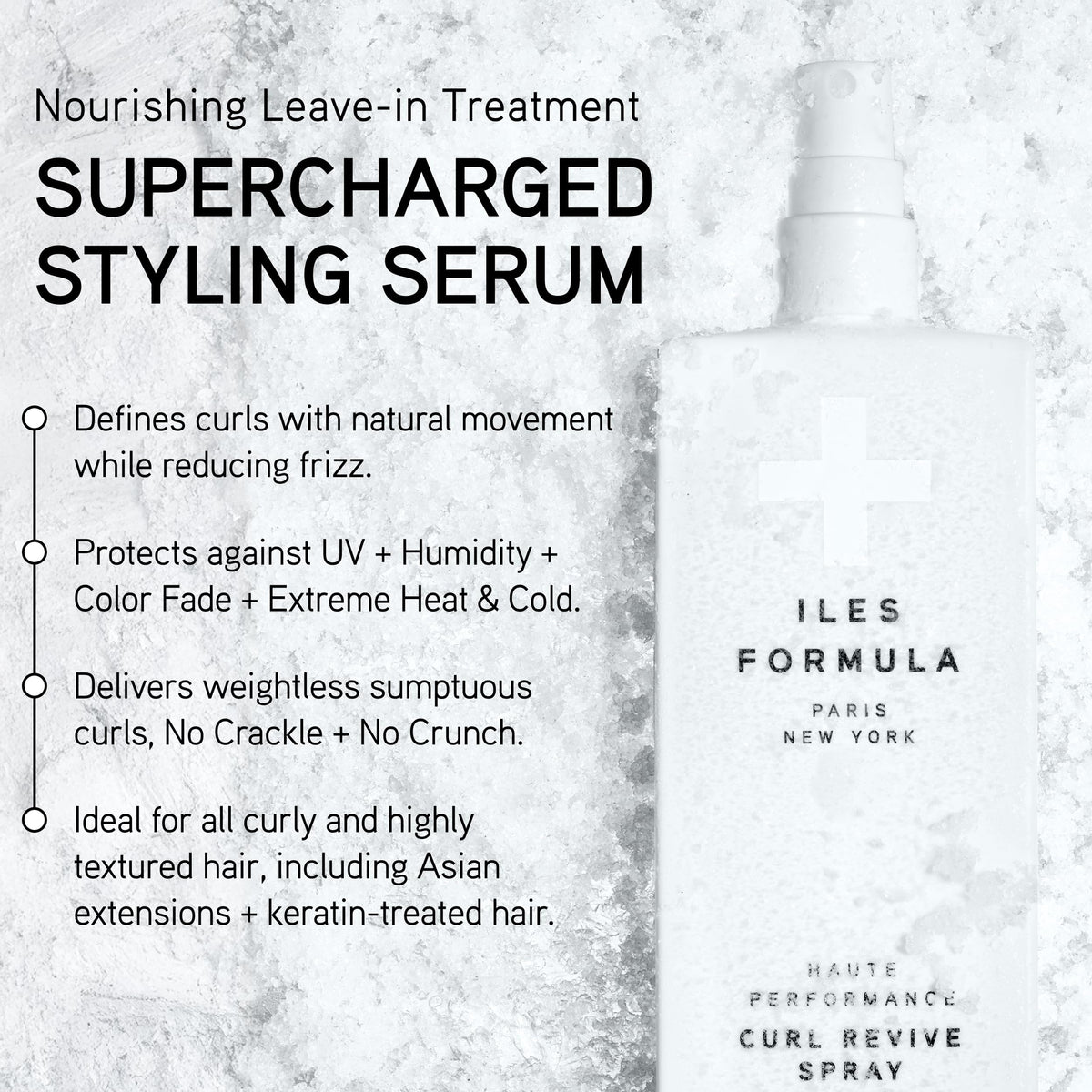 Curl Revive spray mist applied to hair to refresh curls between washes.