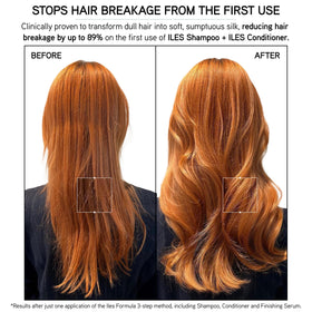 ILES FORMULA application close-up shows soothing wash suitable for sensitive scalps.