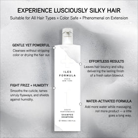 ILES FORMULA bottle being poured highlights quick, thorough cleansing.
