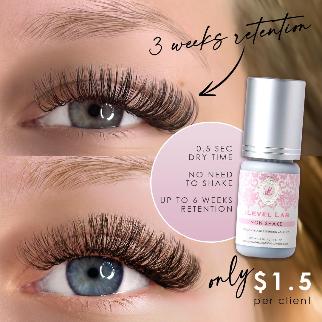 iLevel Lab 4-week retention adhesive for durable lash extensions.