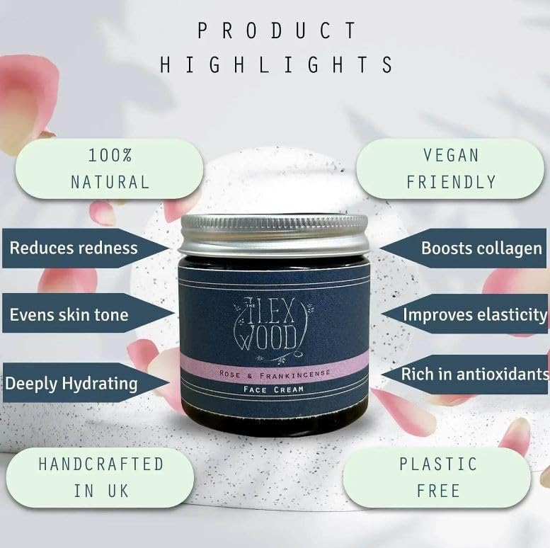 Natural ingredients such as shea butter and rose essential oil in The Ilex Wood cream.