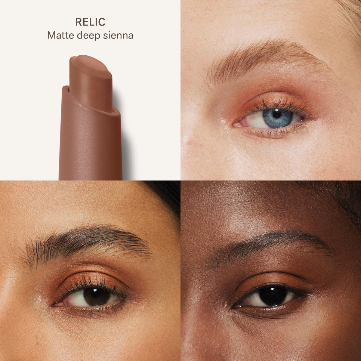 Relic shade applied with flat tip for precise liner effect