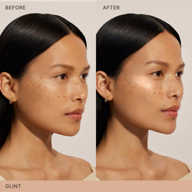 ILIA Lightshift highlight on the brow bone lifts subtle dimension.