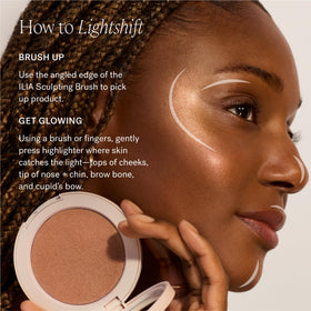 ILIA Lightshift application with brush demonstrates easy blending.