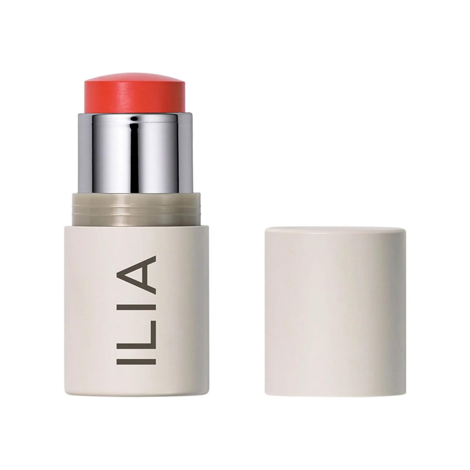 ILIA Multi-Stick Dear Ruby swirl on skin shows buildable lip and cheek color.