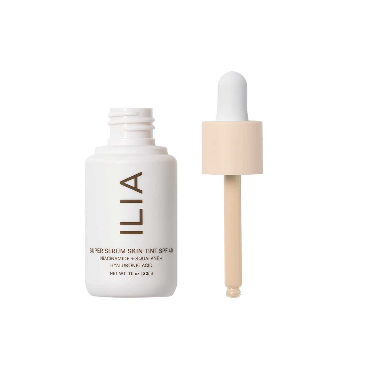 ILIA Skin Tint texture swirl demonstrating dewy finish and light wear
