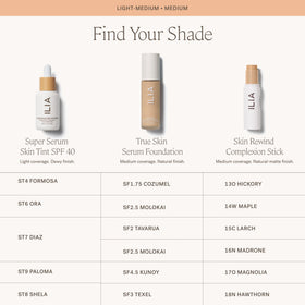 Natural skin-like finish demonstrated by ILIA True Skin Serum Foundation