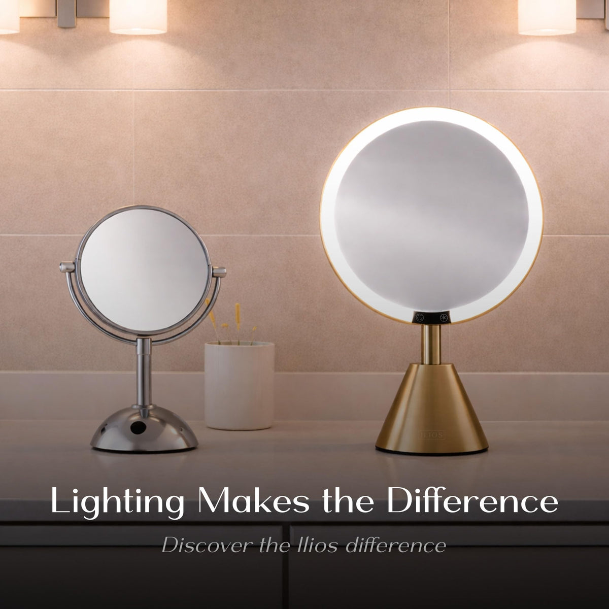 Ilios Lighting USB-C charging provides easy top-ups for a clean vanity