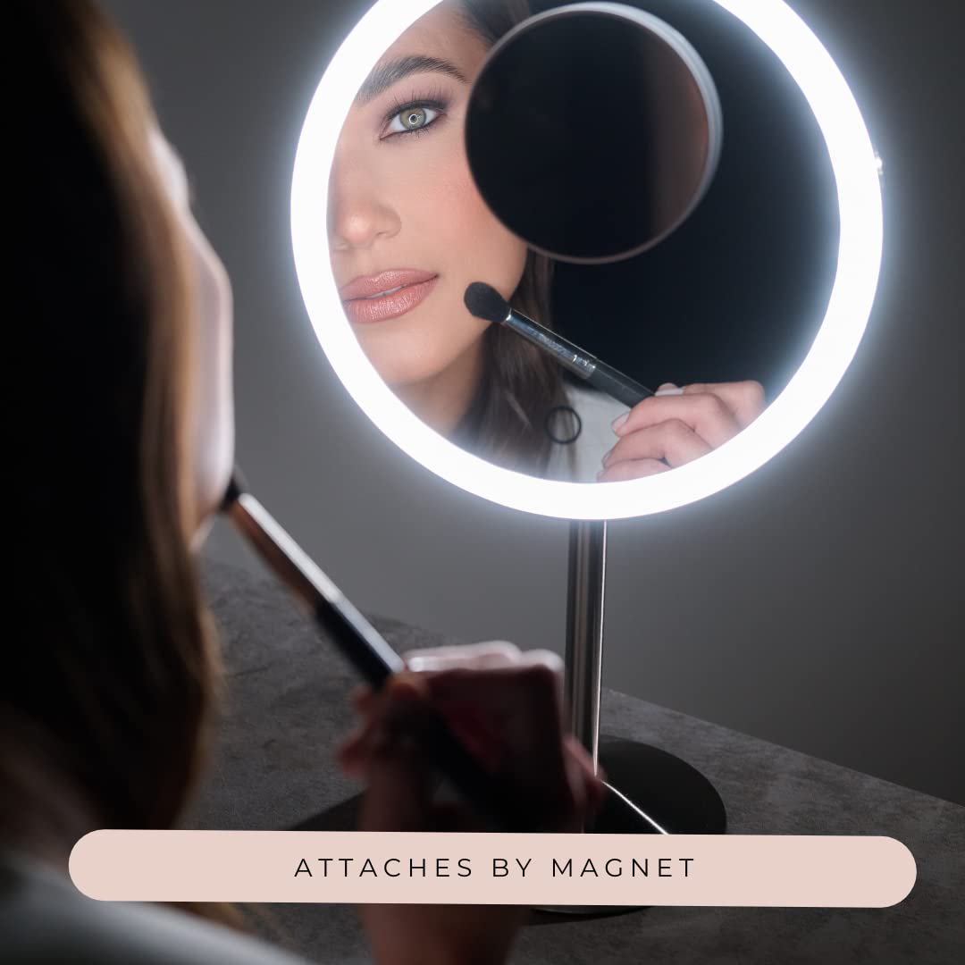 Ilios Lighting magnetic attachment beauty-ring compatibility mirror.