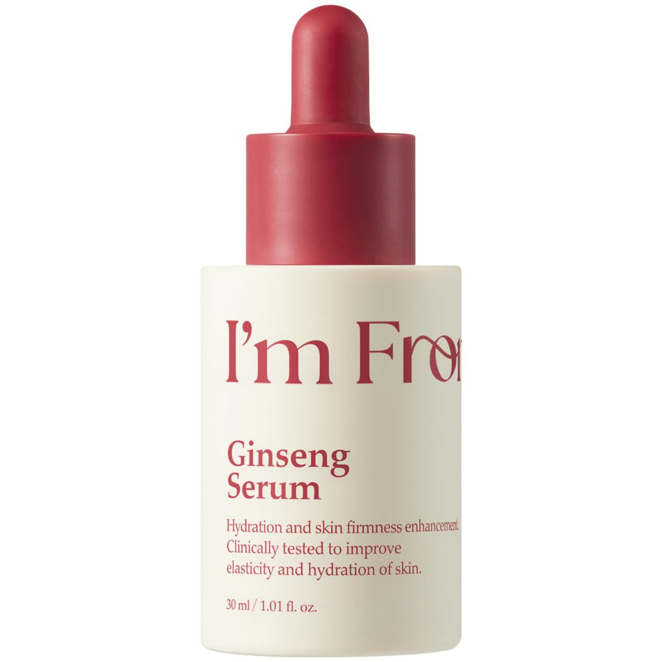 I'm From Ginseng Serum bottle close-up, silky and fast-absorbing hydration.