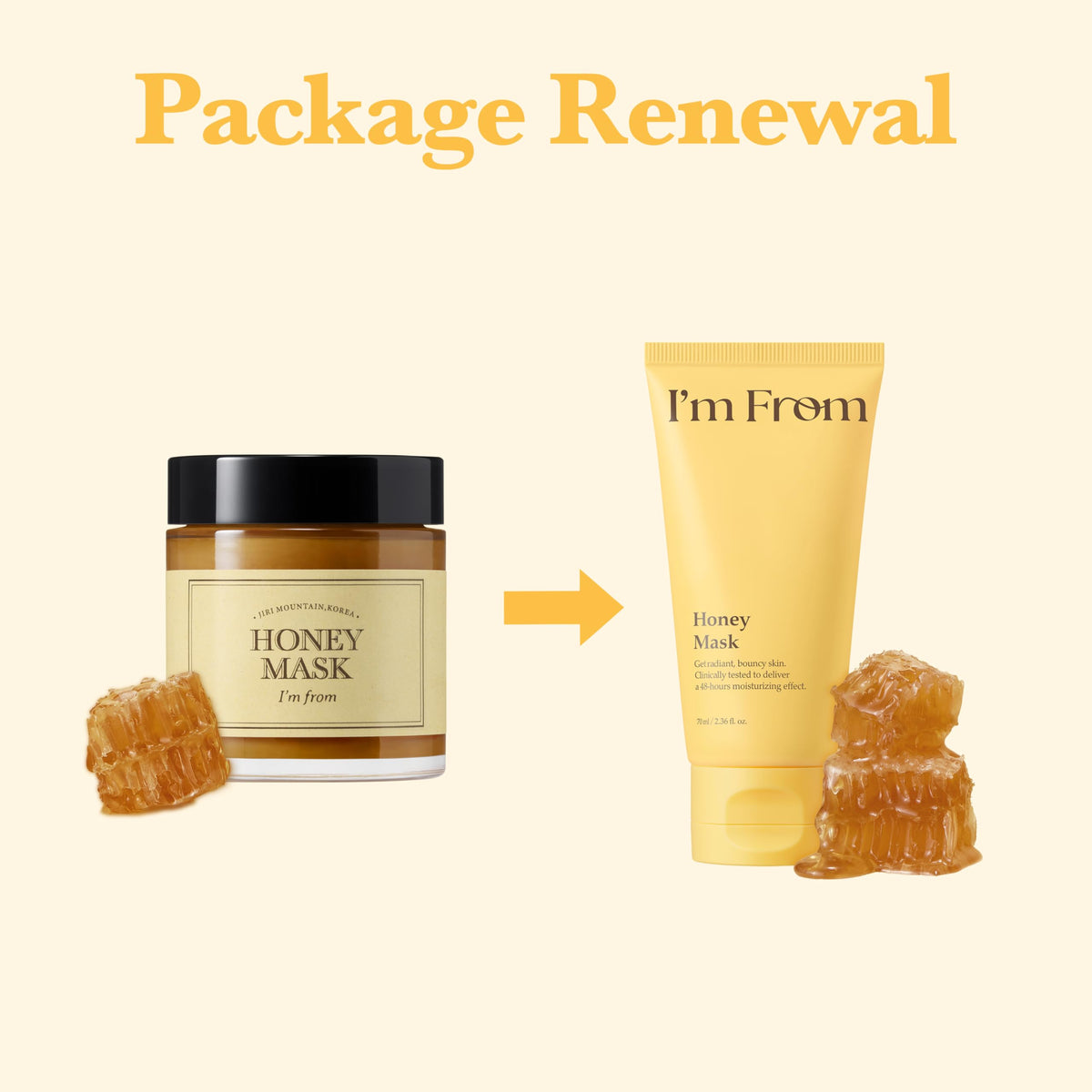 I'm From Honey Mask texture close-up demonstrates cushiony formula for smooth skin.