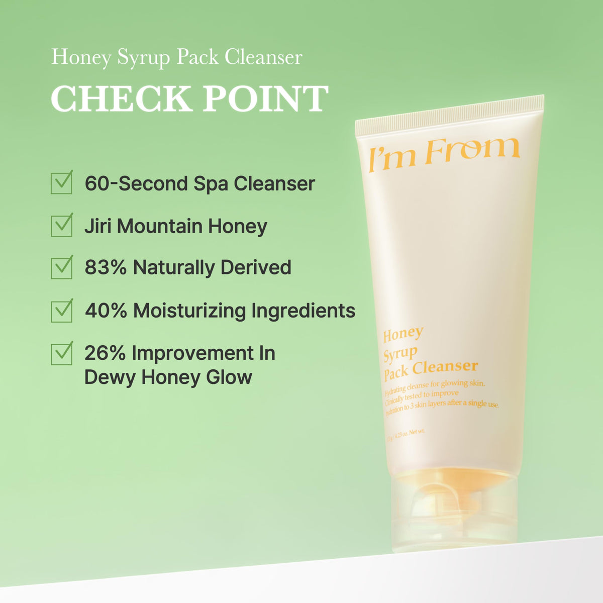 I'm From Honey Syrup Pack Cleanser foamy lather close-up shows soft, comfortable wash.