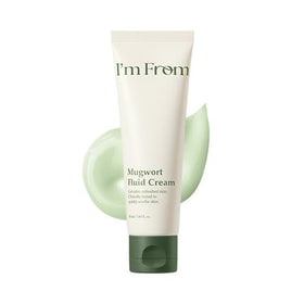 I'm From Mugwort Fluid Cream packaging showcases vegan skincare for calm, hydrated skin.