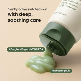 I'm From Mugwort Fluid Cream beneath sunscreen for seamless morning layering.