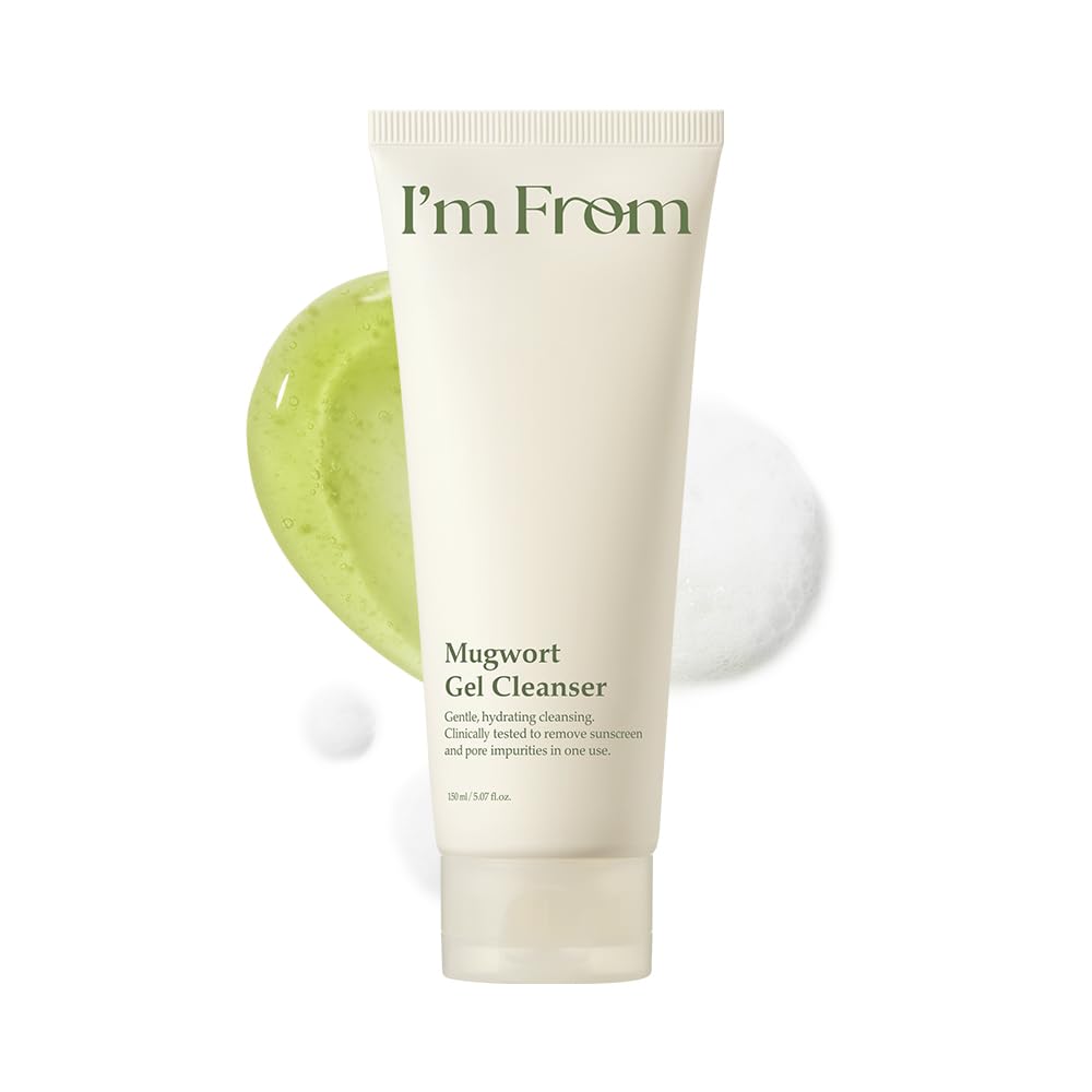 I'm from Mugwort Gel Cleanser bottle 150ml highlights gentle cleansing for sensitive skin.