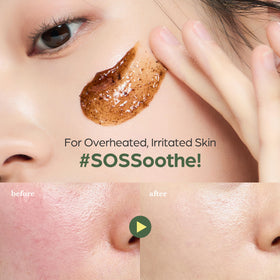 Applying I'm From Mugwort Mask on skin demonstrates cooling relief.