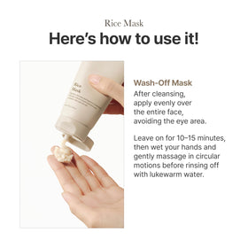 I'm From Rice Mask demonstrates the wash-off application for softer, balanced skin.