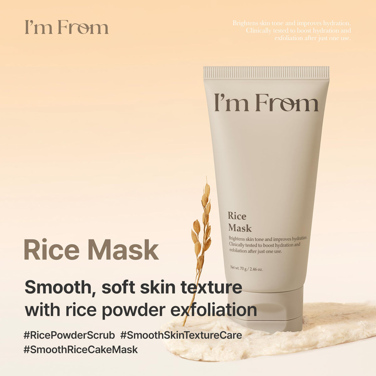 I'm From Rice Mask helps achieve a glass-skin finish with refined texture.