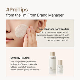I'm From Rice Mask uses organic rice ingredients from Yeoju to support gentle exfoliation.