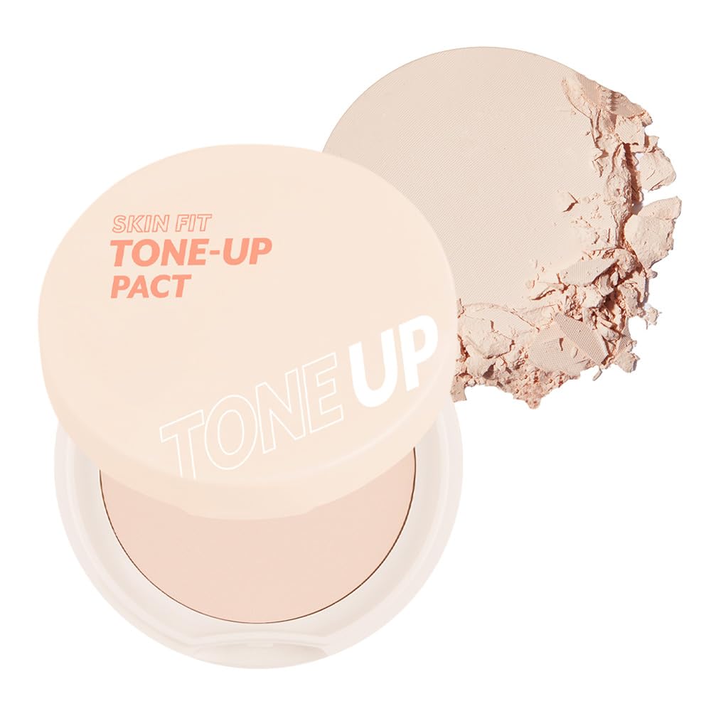 I'M MEME Compact Skin Fit Tone Up Pact close-up showing oil-absorbing finish for shine control