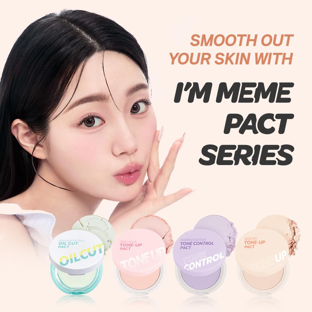 I'M MEME Oil Cut Pact open compact highlighting the pressed powder