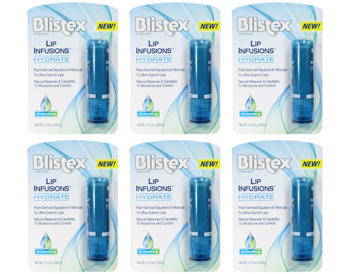 Blistex Lip Infusions Hydrate Lip Moisturizer 0.13 oz – 6 Pack | Ultra-Quench Lips