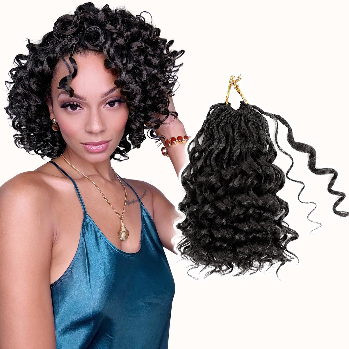 Aoisvk Pre-Twisted GoGo Curl Crochet Hair 8in — 8 Pack Short Curly Boho Beach Wave