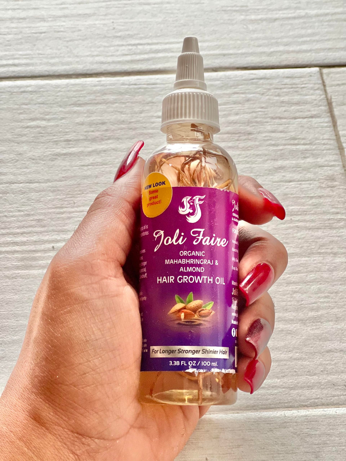 Joli Faire Organic Hair Growth Oil with Mahabhringraj & Almond – Thickening, Nourishment, Edges & Bald Spot Care (3.38 fl oz)