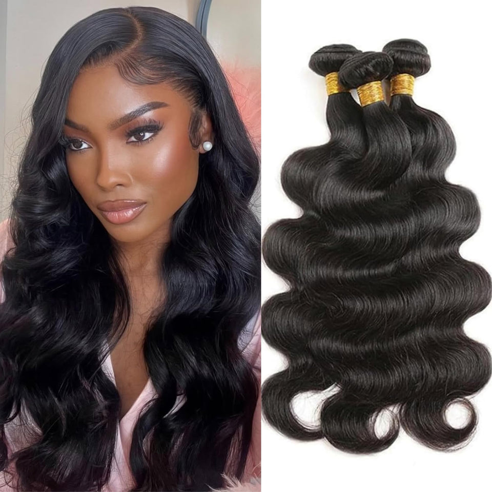 Fylora body wave bundles 16-inch close-up of soft hair with natural look