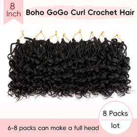 Aoisvk Pre-Twisted GoGo Curl Crochet Hair 8in — 8 Pack Short Curly Boho Beach Wave